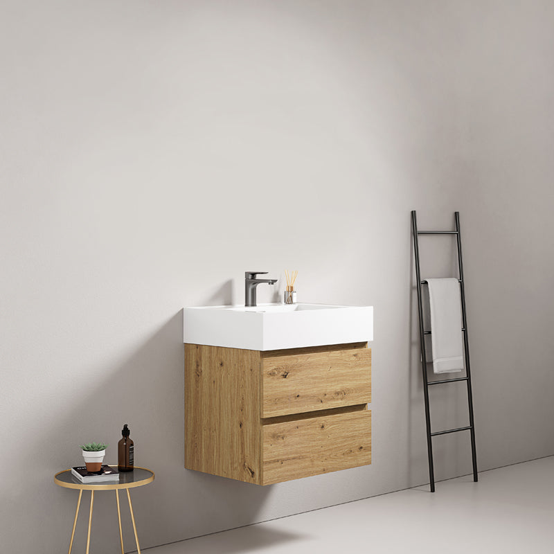 Mobile bagno sospeso 60 cm Bruno Medio Lavabo in Resina Senza Specchio - Fiji Wood