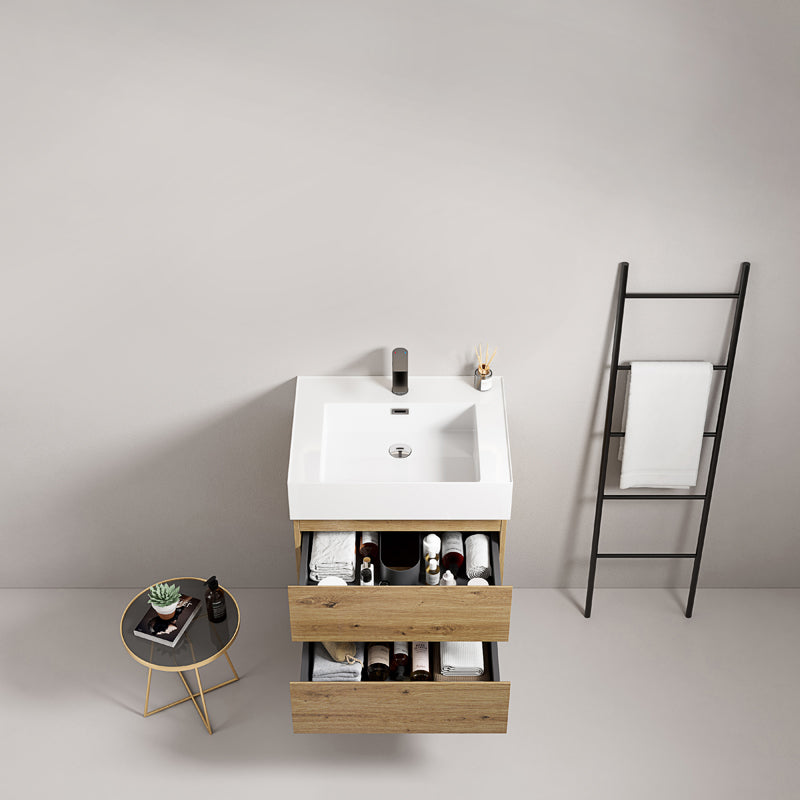Mobile bagno sospeso 60 cm Bruno Medio Lavabo in Resina Senza Specchio - Fiji Wood