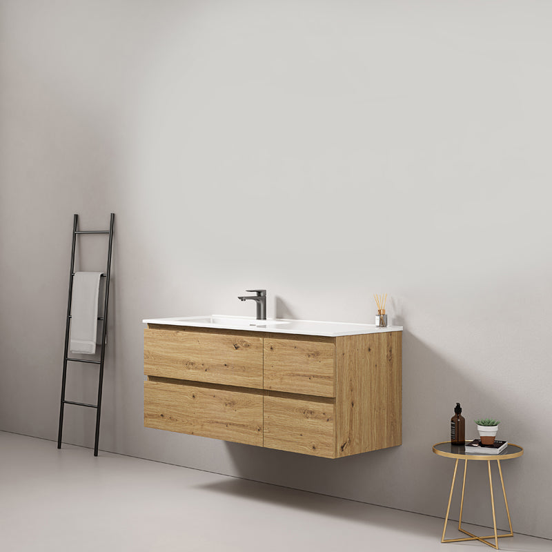 Mobile bagno sospeso 120 cm Bruno Medio Lavabo a Sinistra in Ceramica Senza Specchio - Fiji Wood