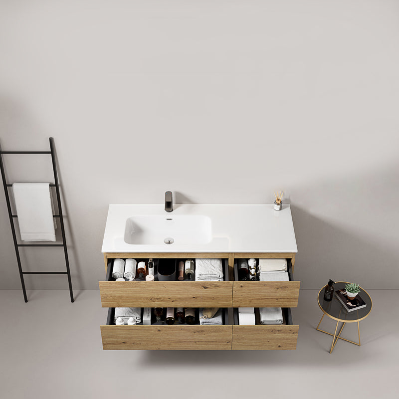 Mobile bagno sospeso 120 cm Bruno Medio Lavabo a Sinistra in Ceramica Senza Specchio - Fiji Wood