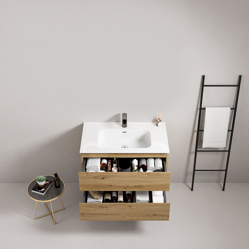Mobile bagno sospeso 100 cm Bruno Medio Lavabo in Ceramica Senza Specchio - Fiji Wood