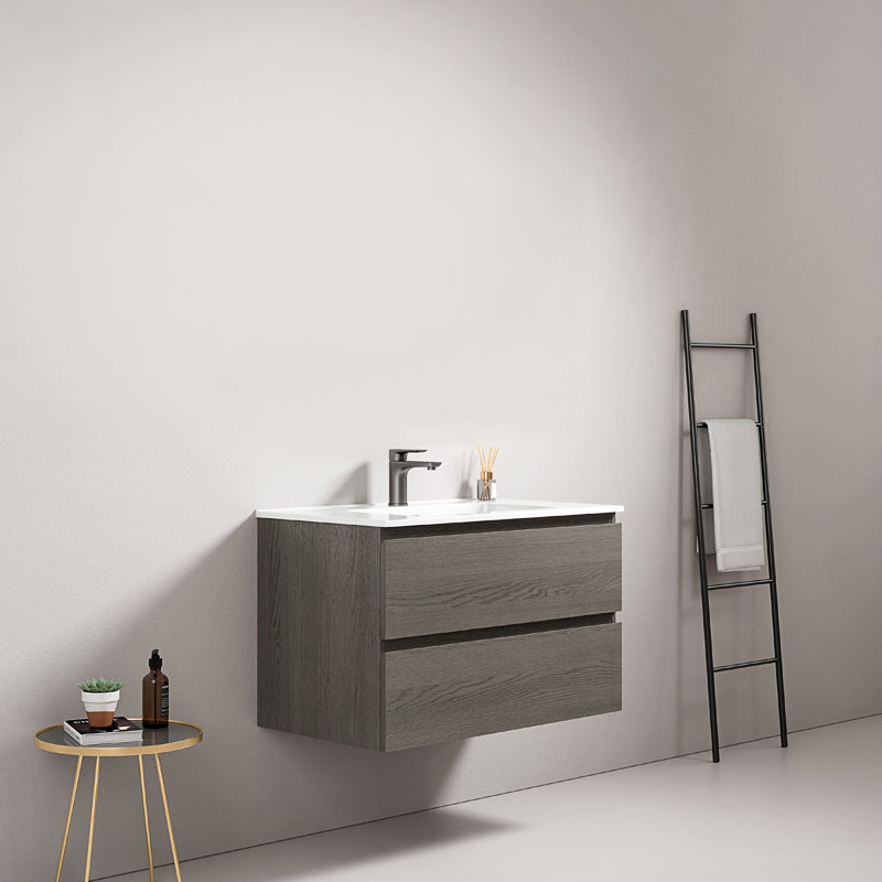 Mobile bagno sospeso 80 cm Grey Lavabo in Ceramica Senza Specchio - Fiji Wood