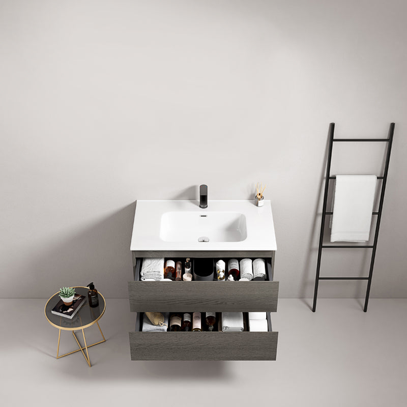 Mobile bagno sospeso 80 cm Grey Lavabo in Ceramica Senza Specchio - Fiji Wood