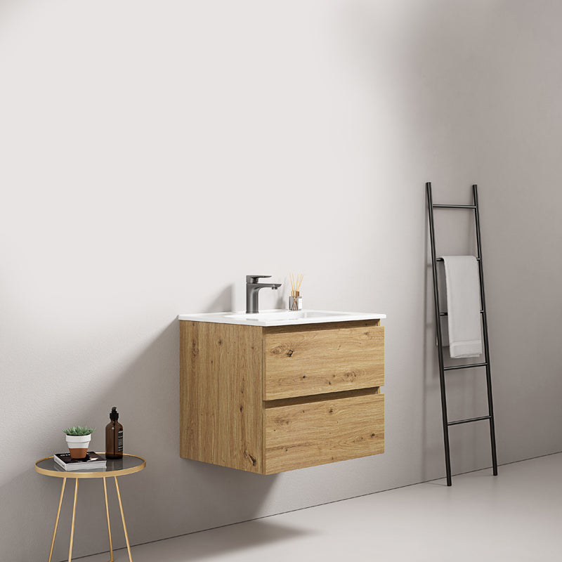 Mobile bagno sospeso 60 cm Bruno Medio Lavabo in Ceramica Senza Specchio - Fiji Wood