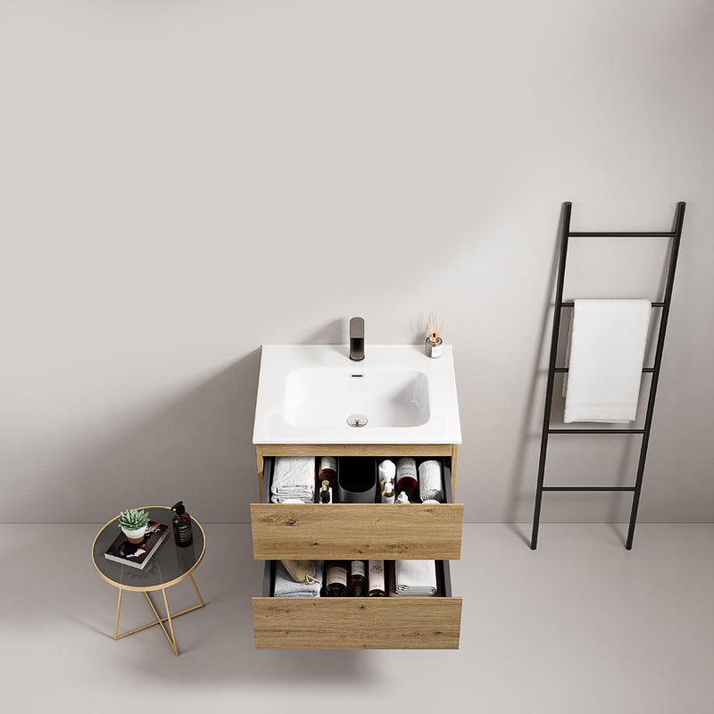 Mobile bagno sospeso 60 cm Bruno Medio Lavabo in Ceramica Senza Specchio - Fiji Wood