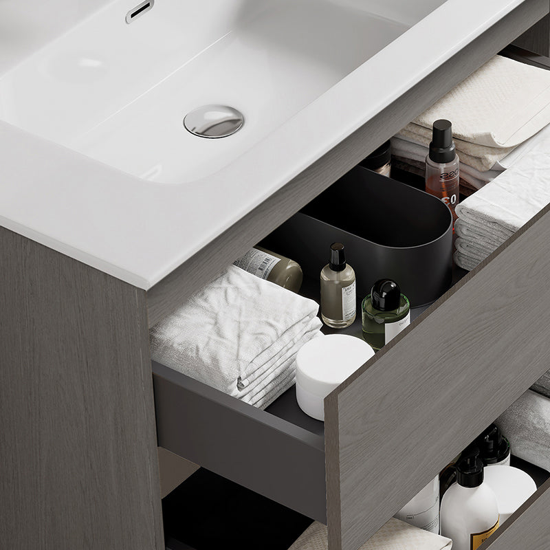Mobile bagno sospeso 60 cm Grey Lavabo in Ceramica Senza Specchio - Fiji Wood