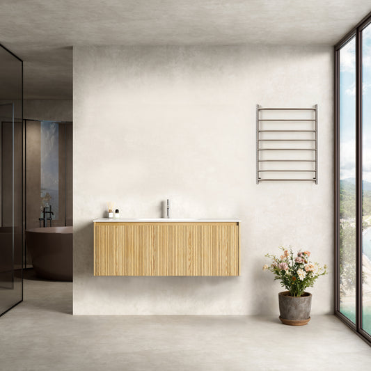 Mobile Bagno 120 cm Sospeso Rovere Chiaro Senza Specchio - Pace