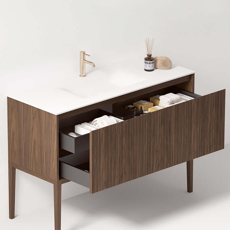Mobile Bagno 120 cm A Terra Rovere Scuro Senza Specchio - Pace