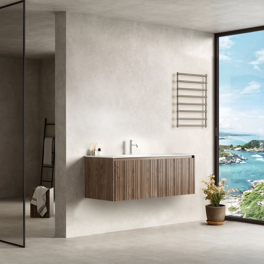 Mobile Bagno 120 cm Sospeso Rovere Scuro Senza Specchio - Pace