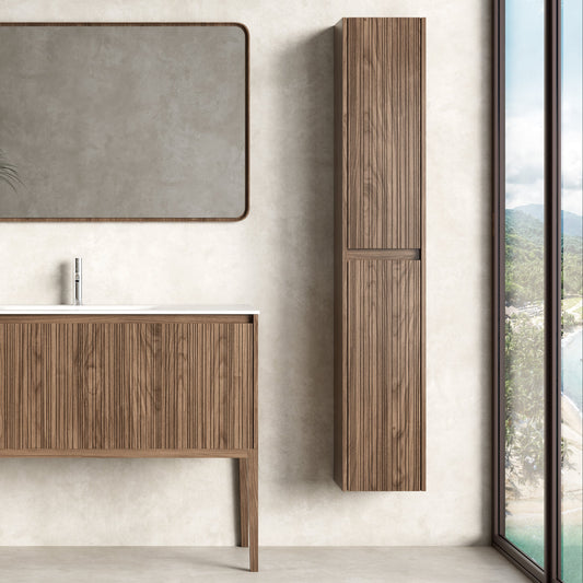 Mobile Bagno 120 cm A Terra Rovere Scuro Specchio con Cornice - Pace