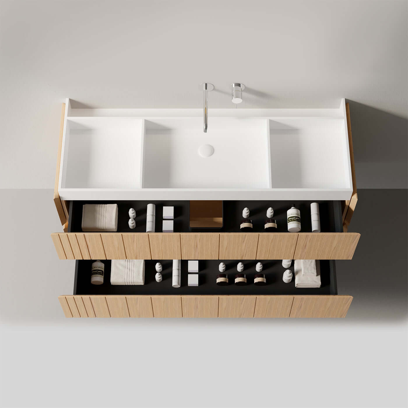 Mobile Bagno 120 cm Sospeso Rovere Chiaro Senza Specchio - Roshi