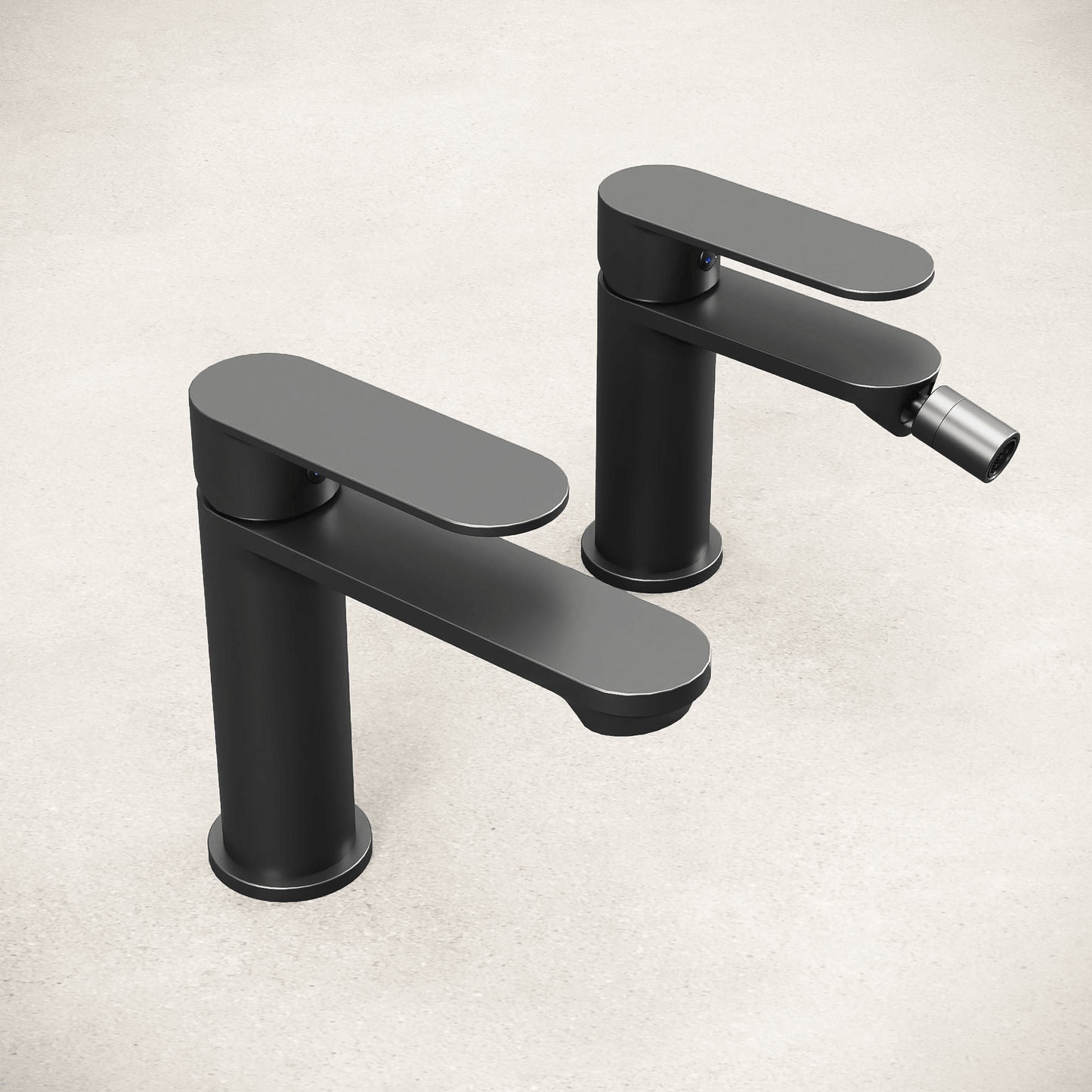 Set Miscelatori Lavabo e Bidet Con Piletta Click Clack Nero - Neptune