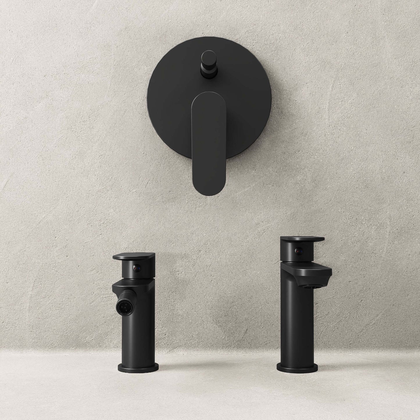Set Rubinetteria Lavabo Bidet e Doccia Con Deviatore Con Piletta Click Clack Nero - Neptune