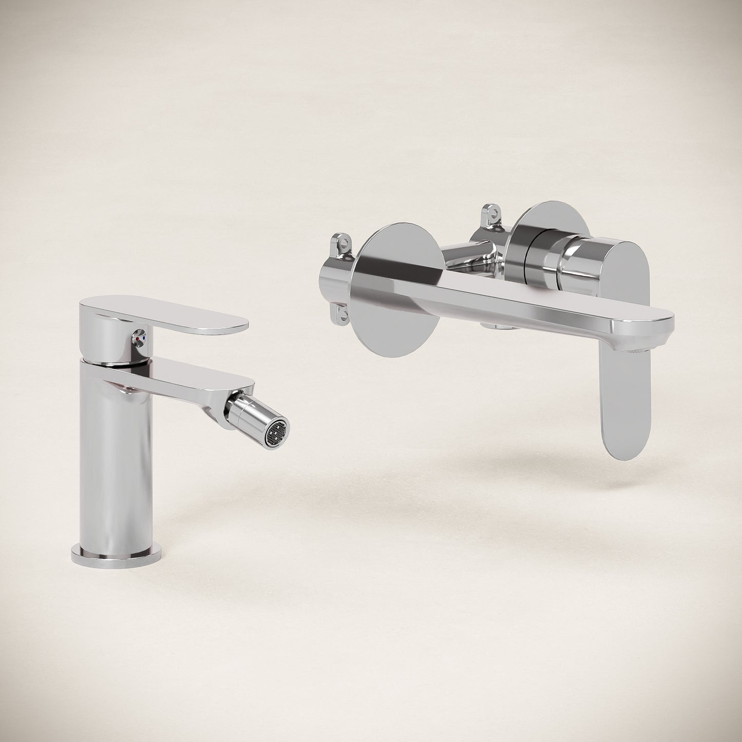 Neptune Sink and Bidet Mixer Set with Click Clack Waste Polished Chrome - Meda