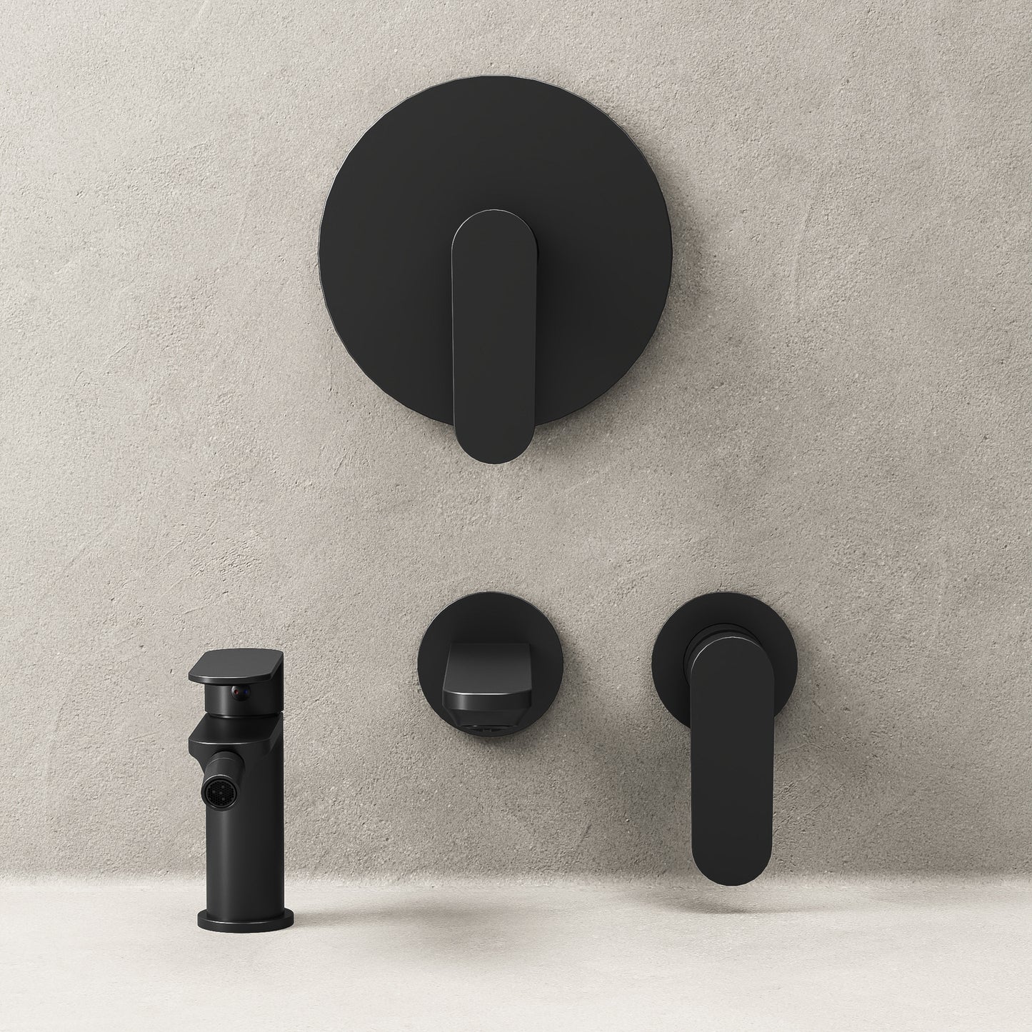 Neptune Sink and Bidet Mixer Set with Click Clack Drain Satin Black - Meda