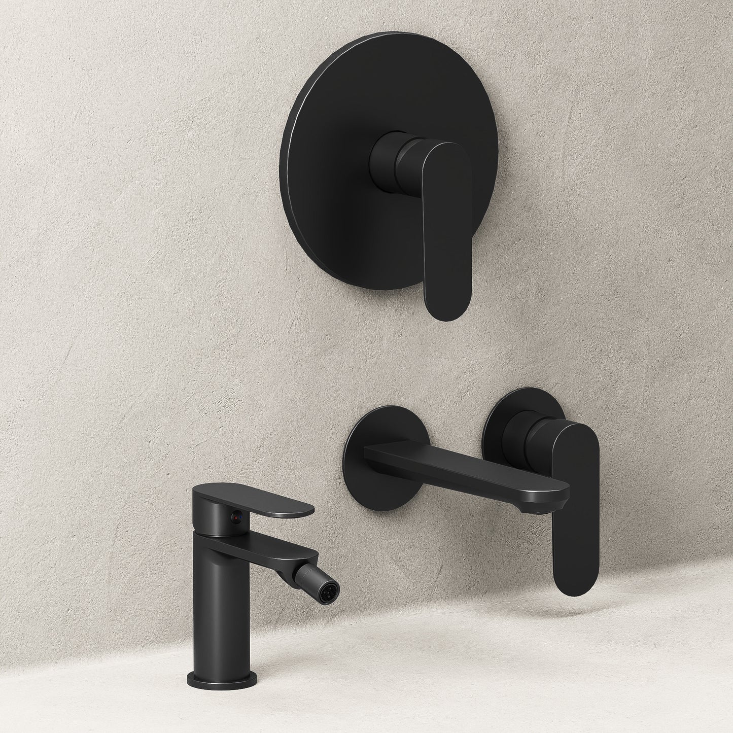 Neptune Sink and Bidet Mixer Set with Click Clack Drain Satin Black - Meda