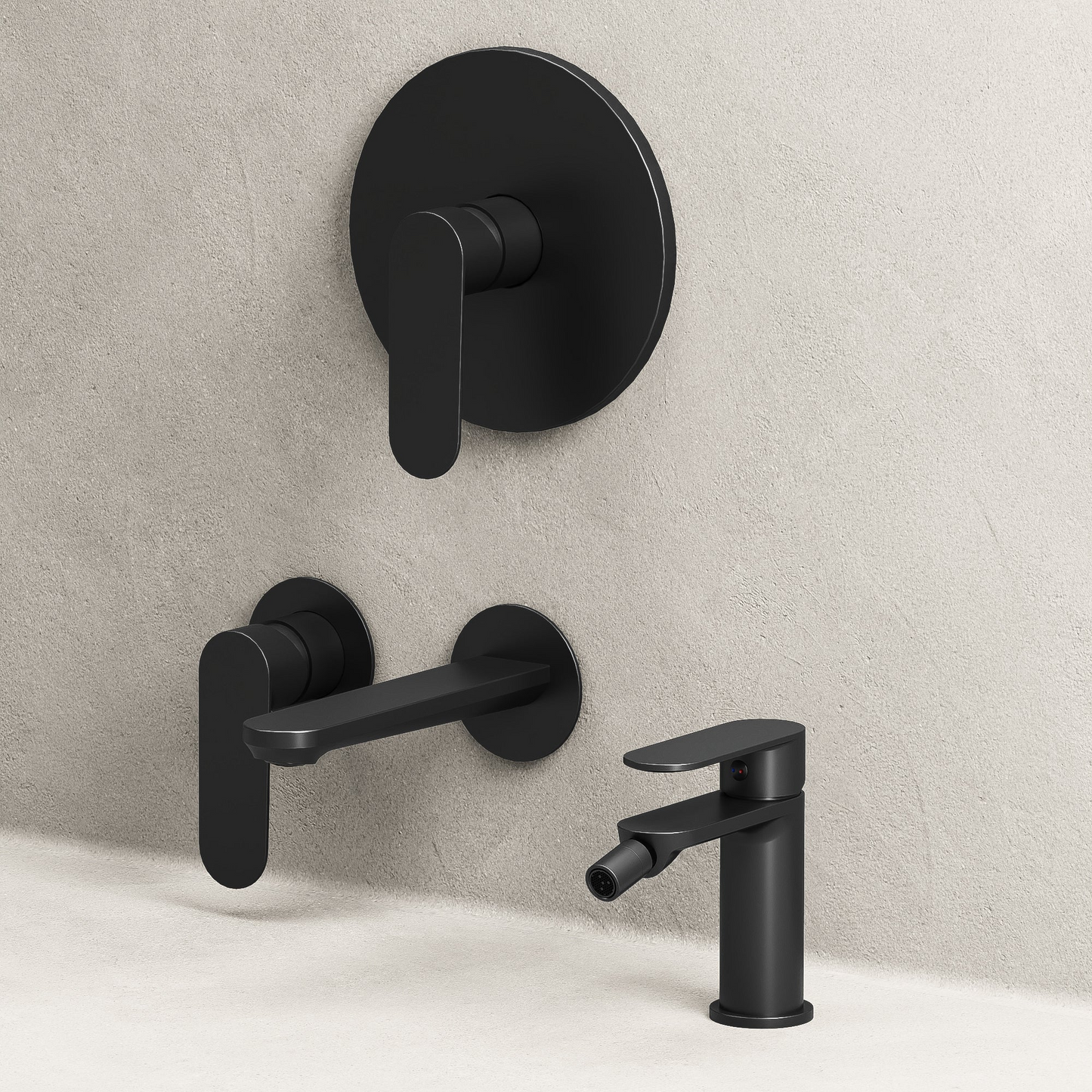 Neptune Sink and Bidet Mixer Set with Click Clack Drain Satin Black - Meda