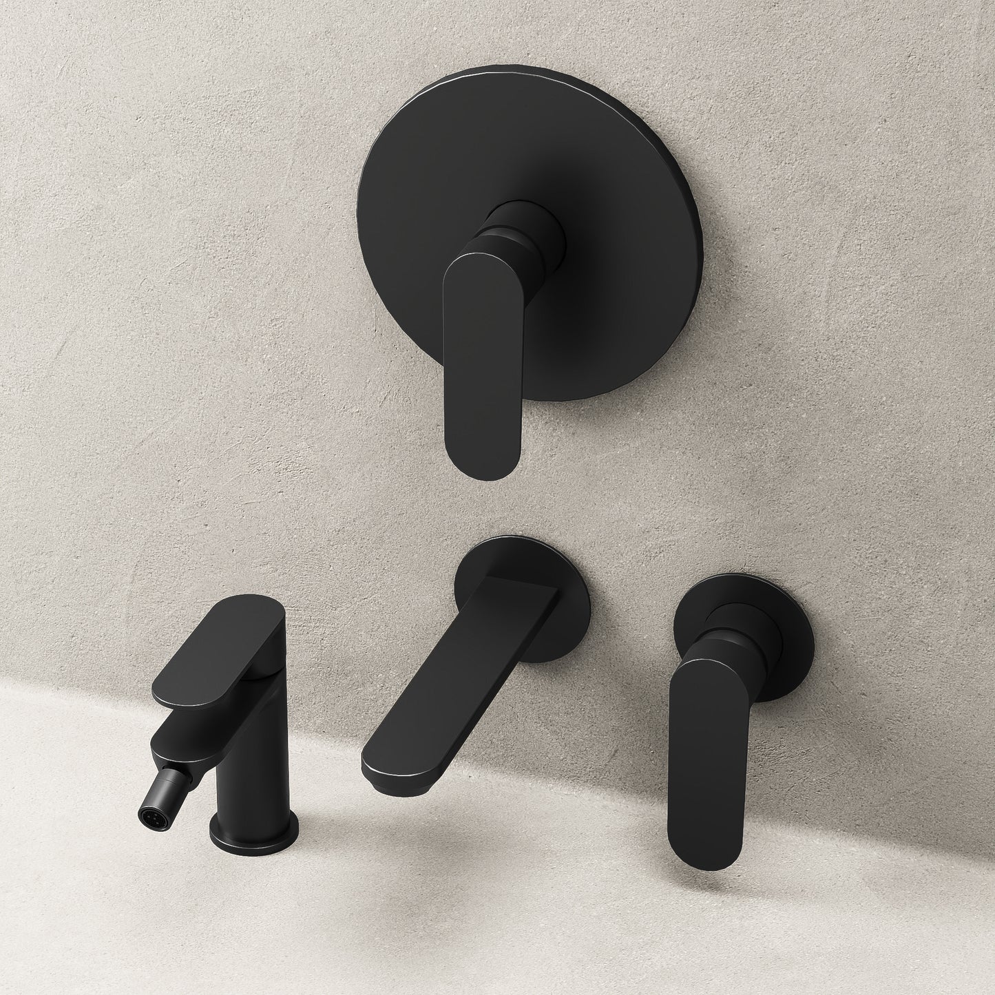 Neptune Sink and Bidet Mixer Set with Click Clack Drain Satin Black - Meda