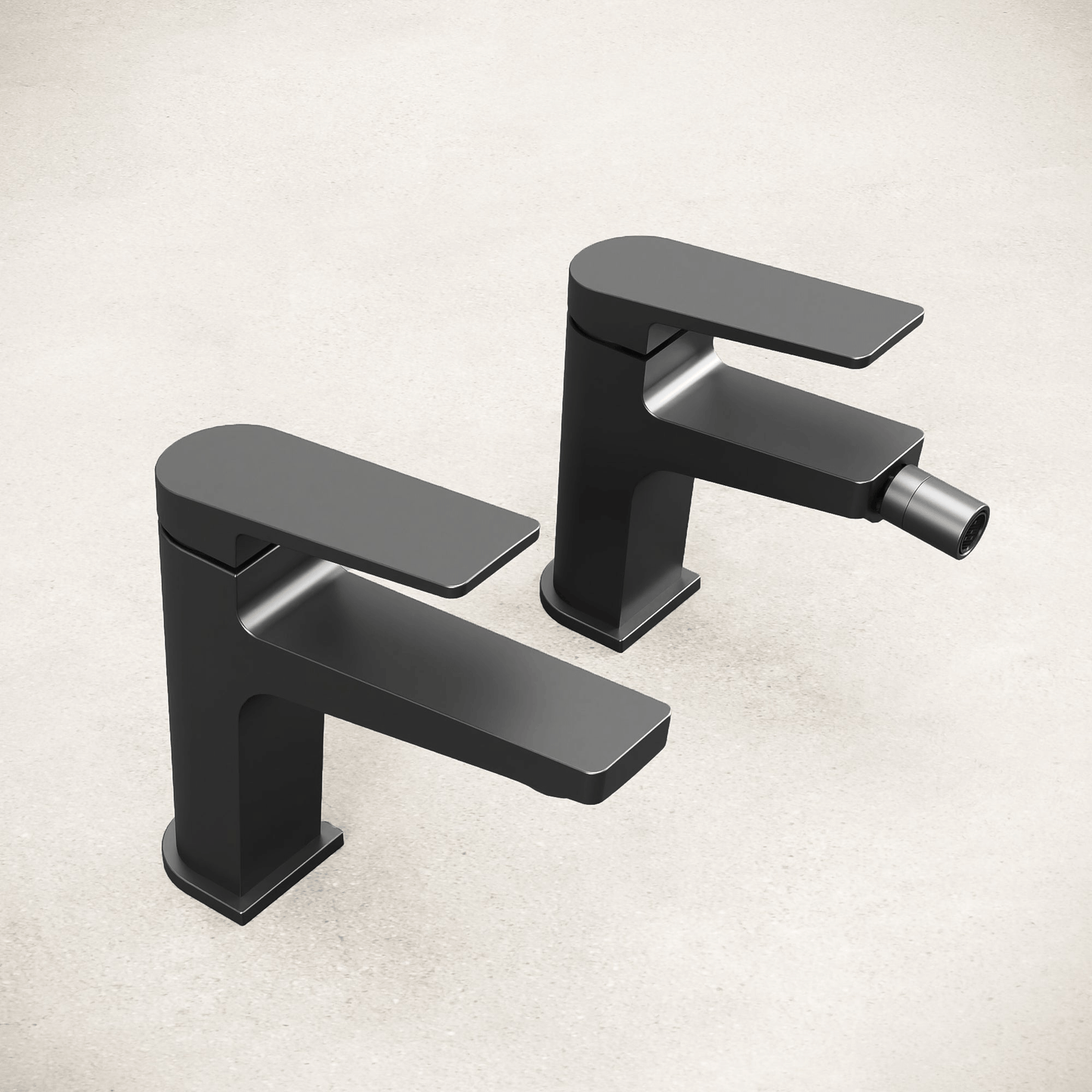 Set Miscelatori Lavabo e Bidet Con Piletta Click Clack Nero - Sun