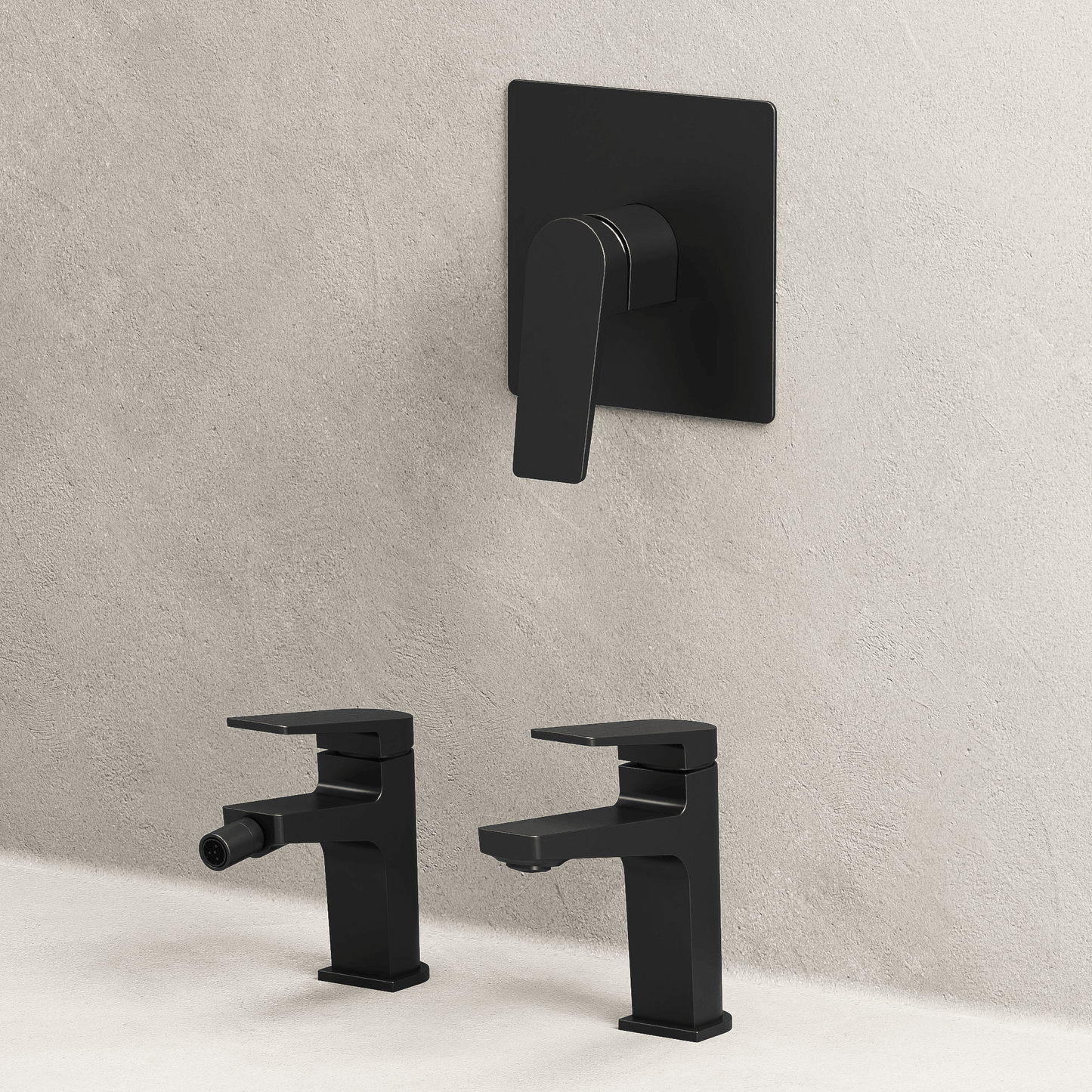 Set Rubinetteria Lavabo Bidet e Doccia Con Piletta Click Clack Nero - Sun