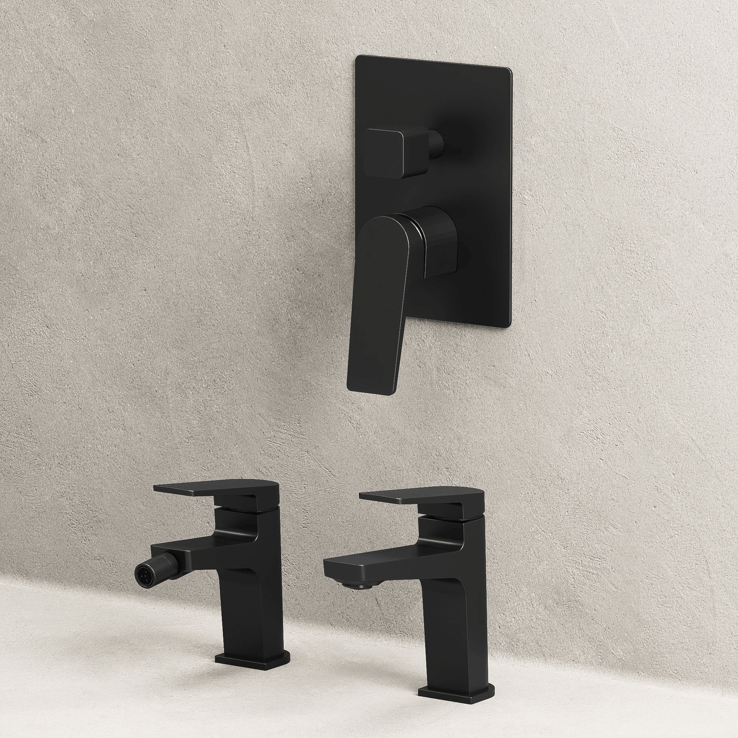 Set Rubinetteria Lavabo Bidet e Doccia Con Deviatore Con Piletta Click Clack Nero - Sun