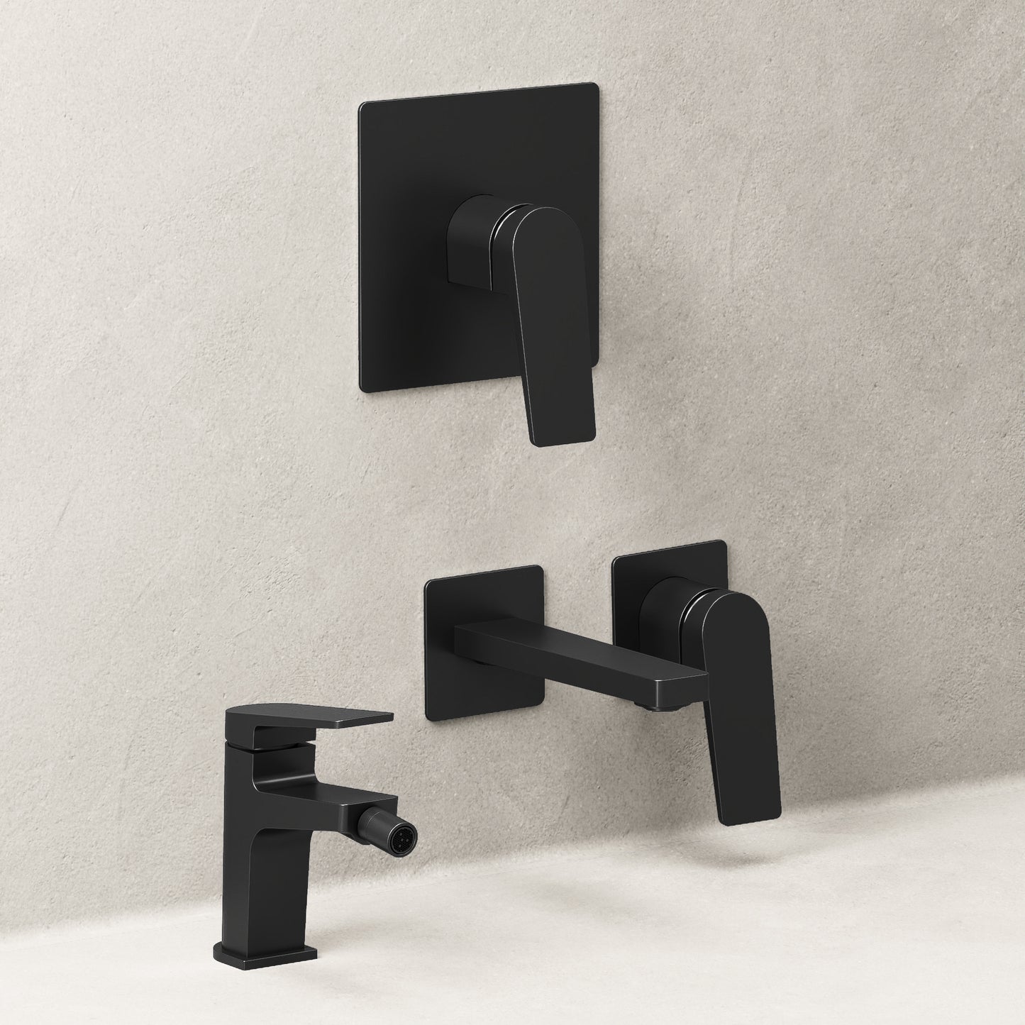Neptune Sink and Bidet Mixer Set with Click Clack Drain Satin Black - Meda