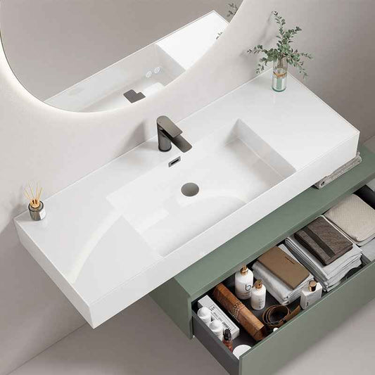 Lavabo Sospeso in Resina 120 cm Finitura Lucida - Fiji