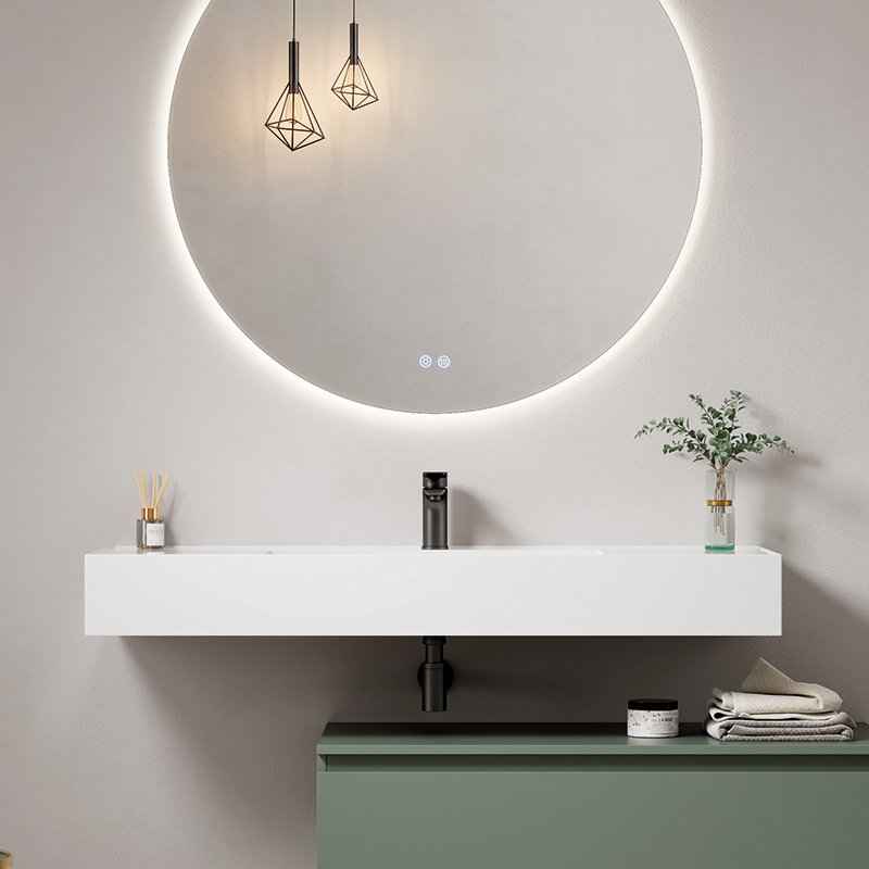 Lavabo Sospeso in Resina 120 cm Finitura Lucida - Fiji
