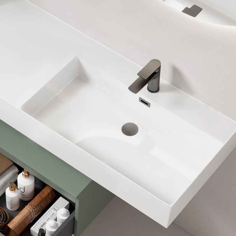 Lavabo Sospeso a Destra in Resina 120 cm Finitura Lucida - Fiji
