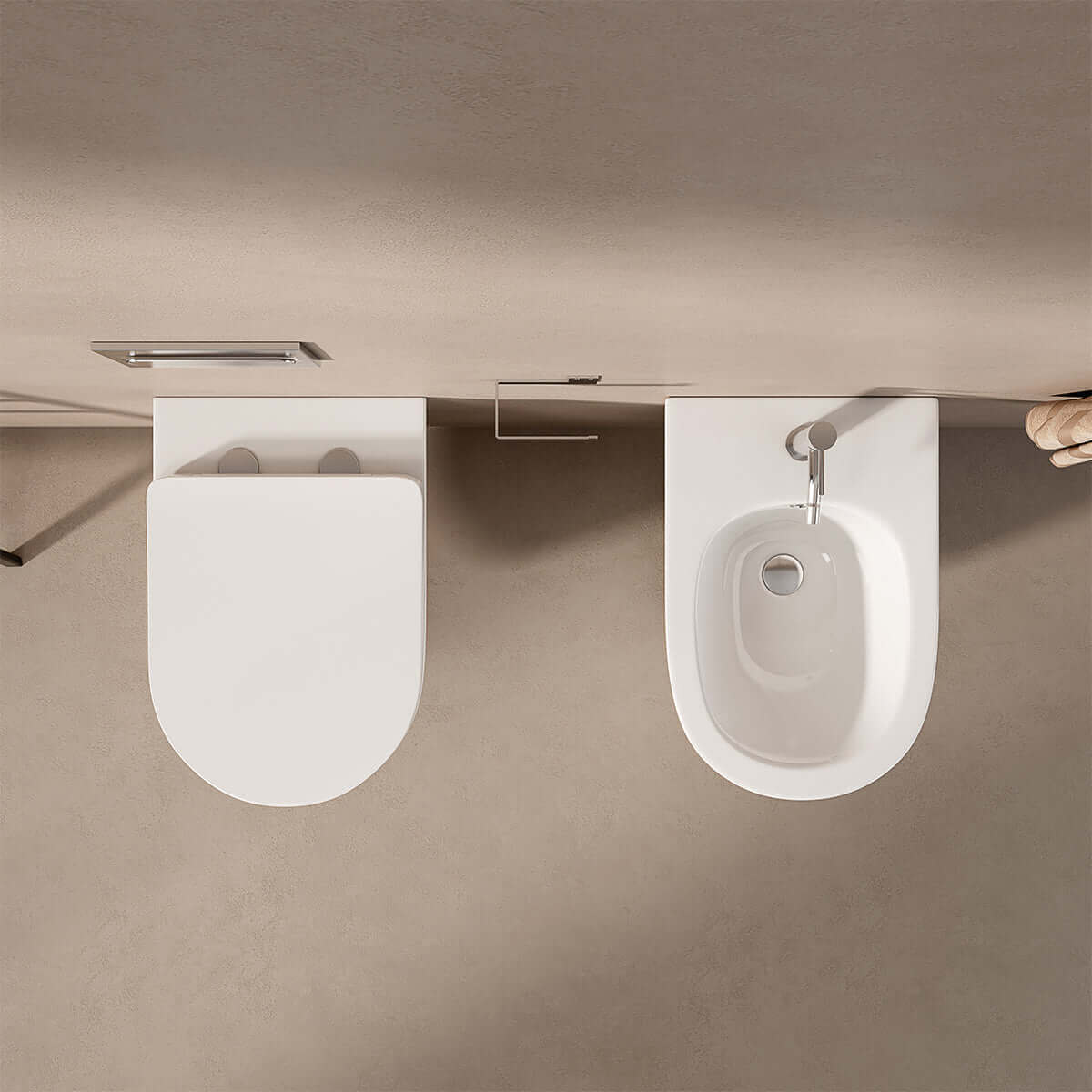 Coppia Sanitari Sospesi Giada 49 Senza Brida e Sedile Soft-Close Bianco Lucido - Meda