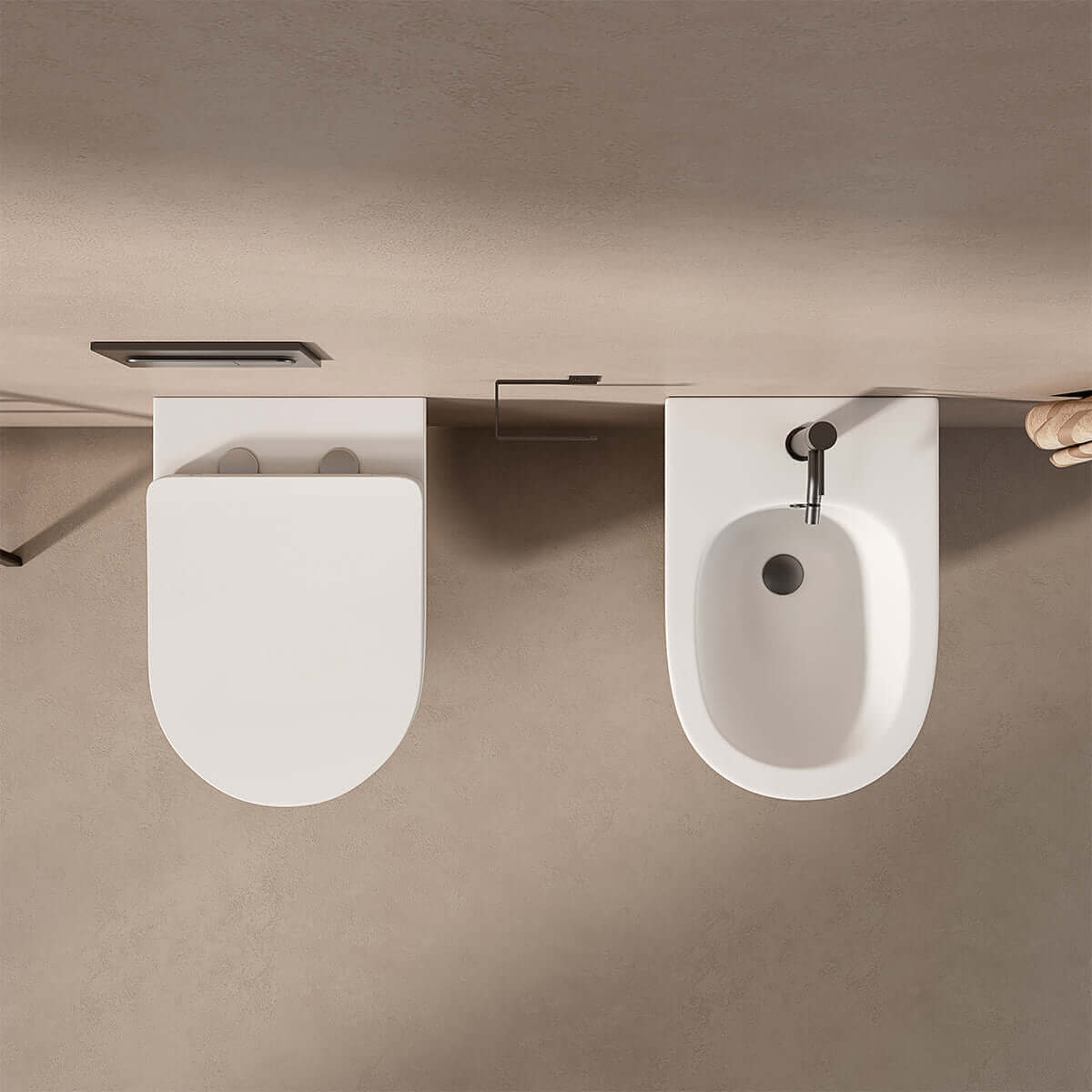 Coppia Sanitari Sospesi Giada 53 Scarico Tornado e Sedile Soft-Close Bianco Opaco - Meda