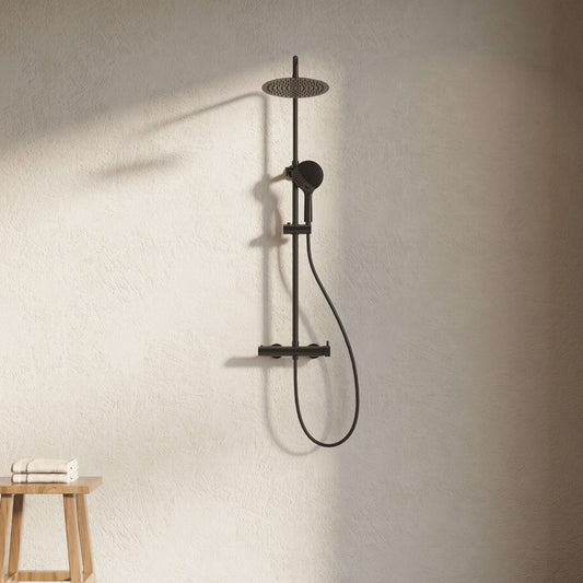 Colonna Doccia Meccanica con Doccino Nero Satinato - Mirta