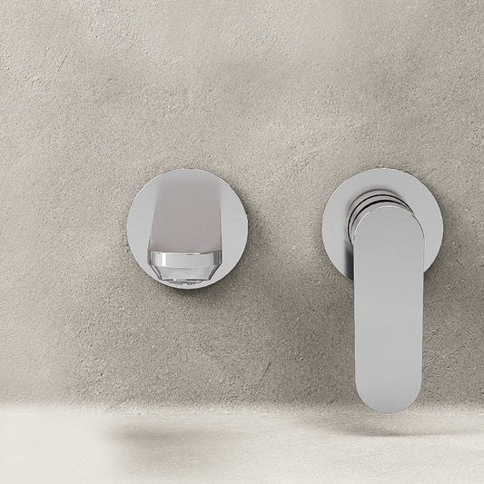 Miscelatore Lavabo a Parete con Piletta Click Clack Cromo Lucido - Neptune