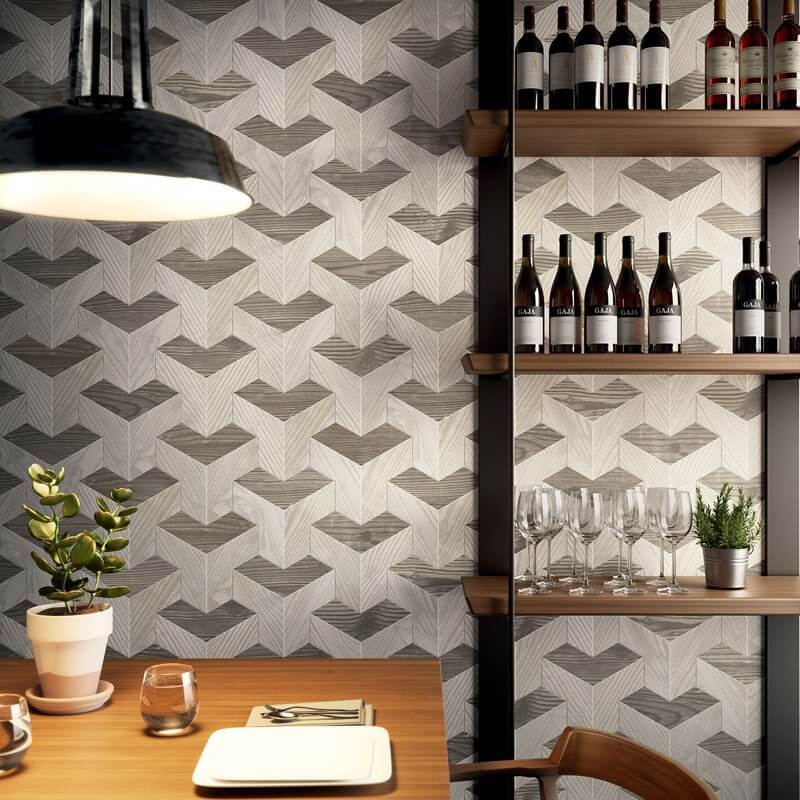 Mosaico in Gres Porcellanato Effetto Legno Rettificato Naturale 25.2x25.4 8.5mm Bianco Just Mix - Gardenia Orchidea