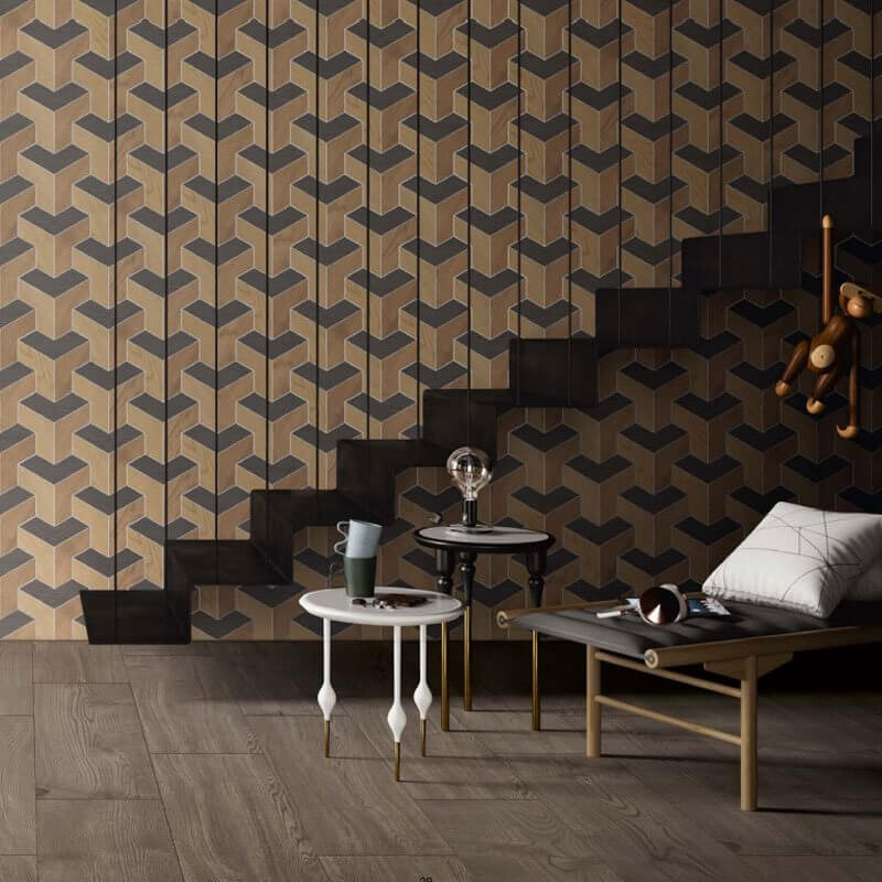 Mosaico in Gres Porcellanato Effetto Legno Rettificato Naturale 25.2x25.4 8.5mm Decoro Caldo Just Code - Gardenia Orchidea