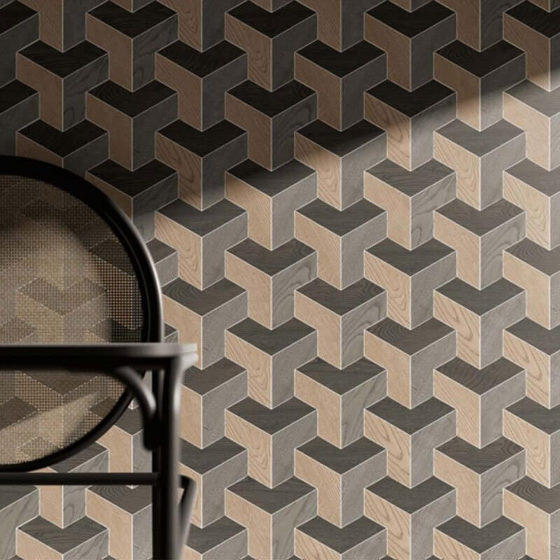 Mosaico in Gres Porcellanato Effetto Legno Rettificato Naturale 25.2x25.4 8.5mm Decoro Caldo Just Code - Gardenia Orchidea