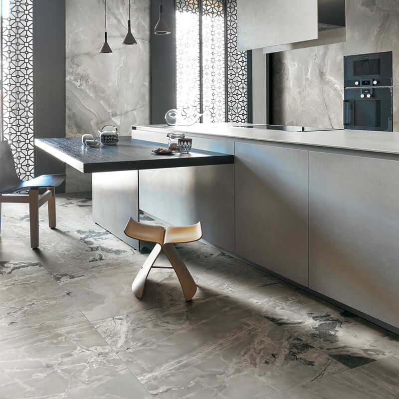 Mosaico in Gres Porcellanato Effetto Pietra Rettificato Lucido 30x30 9mm Silver Blend Onyx&More - Florim