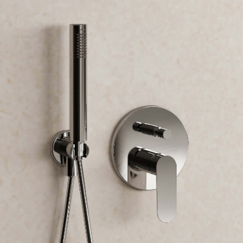 Set Incasso Doccia con Deviatore Cromo con Braccio Doccia e Soffione Ø 20 cm - Neptune