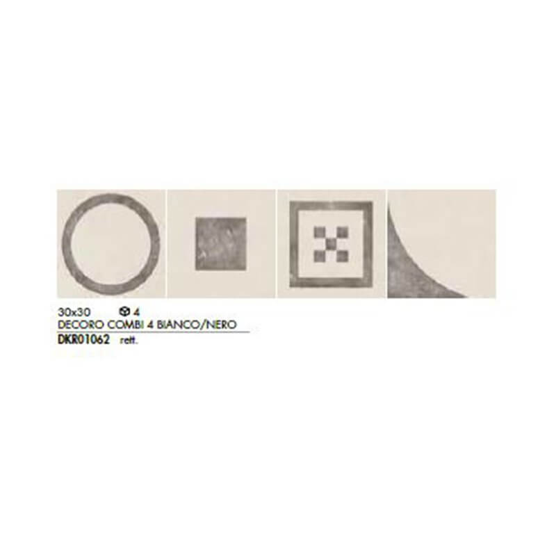 Gres Porcellanato Effetto Cemento Rettificato Naturale 30x30 8.5mm Decoro Combi Beige/Nero Docks - ABK