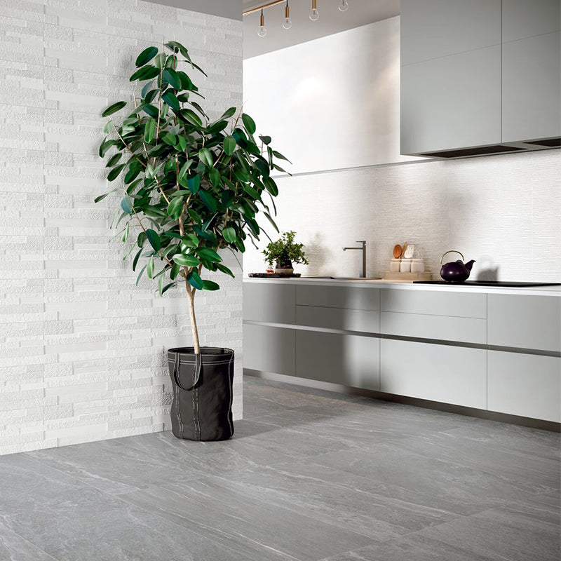 Ceramic Coating Stone Effect Non Rectified Natural 25x75 8.3mm Orione Orizonte Grey - Herberia