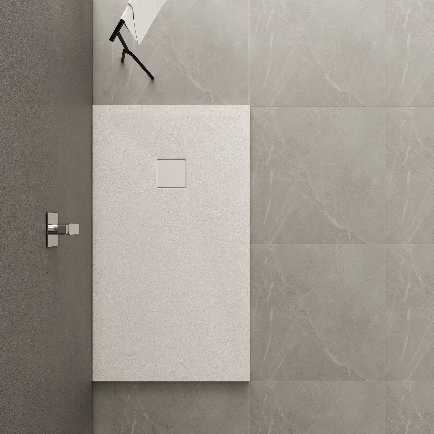 Piatto Doccia 80x160 cm in Resina e Gelcoat Bianco Con Piletta - Meda