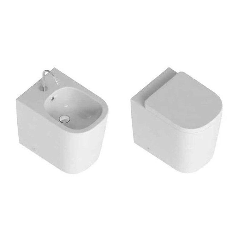 Coppia Sanitari Filo Muro Foglia Quadro Bianco con Coprivaso Soft Close Incluso - Domus Falerii (25550655)