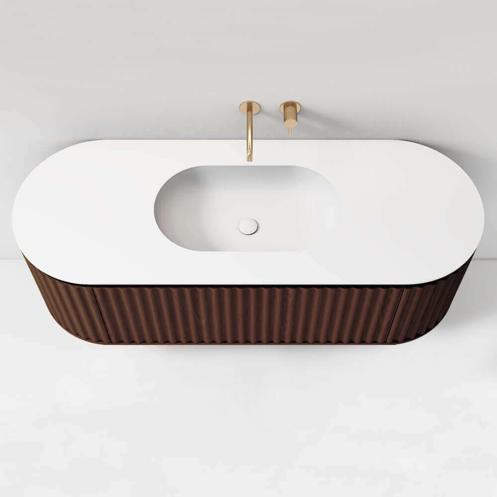 Mobile Bagno 140 cm A Terra Rovere Scuro Senza Specchio - Reid