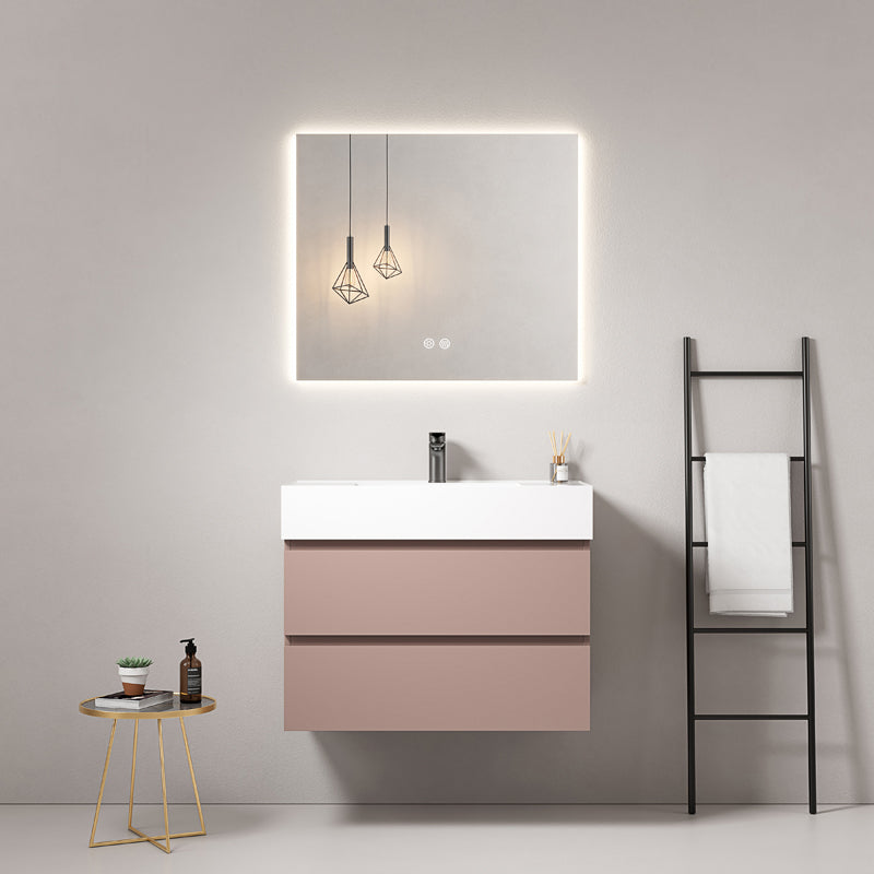 Mobile bagno sospeso 100 cm Rosa Retro Lavabo in Resina Specchio Quadro Retroilluminato - Fiji Paint