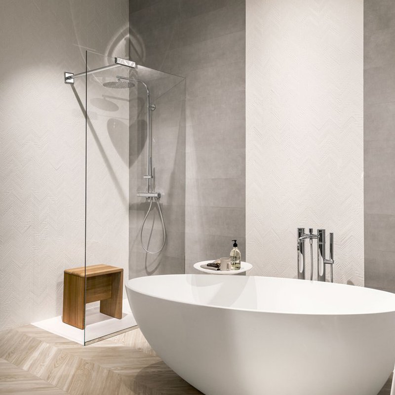 Rivestimento in Ceramica Effetto Cemento Naturale 25x75 Grigio Metrochic - Ceramica Sant'Agostino