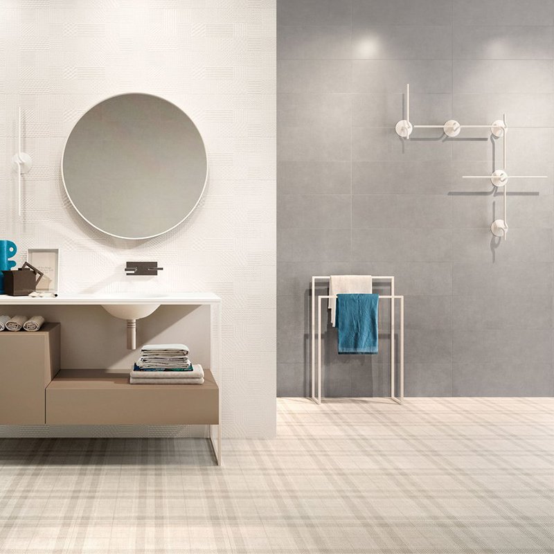Rivestimento in Ceramica Effetto Cemento Naturale 25x75 Grigio Metrochic - Ceramica Sant'Agostino