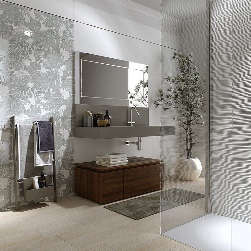 Rivestimento in Ceramica Effetto Cemento Naturale 25x75 Panna Le Crete - Herberia