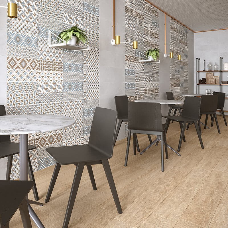 Rivestimento in Ceramica Effetto Cemento Rettificato Naturale 25x75 8.3mm Le Crete Decoro Glamour - Herberia