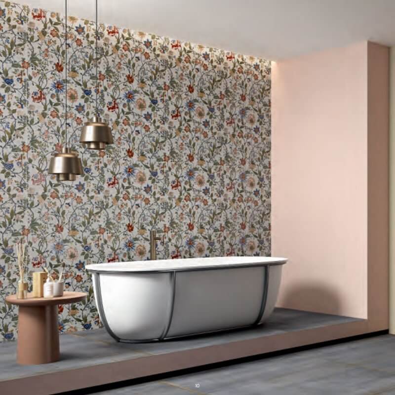 Rivestimento in Ceramica Effetto Cemento Rettificato Naturale 60x120 7mm Cipria Gioia - Gardenia Orchidea