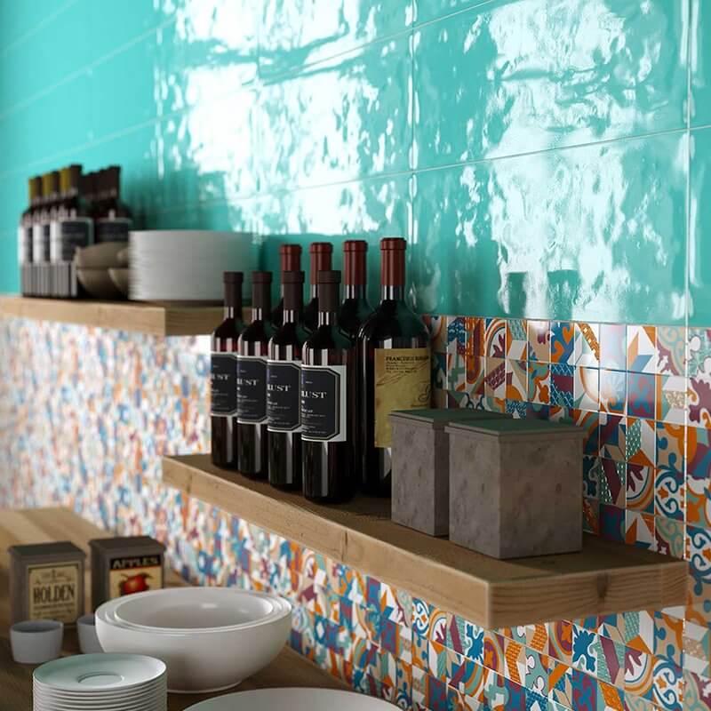 Rivestimento in Ceramica Effetto Tinta Unita Lucido 20x60 Paint Acquamarina - Herberia